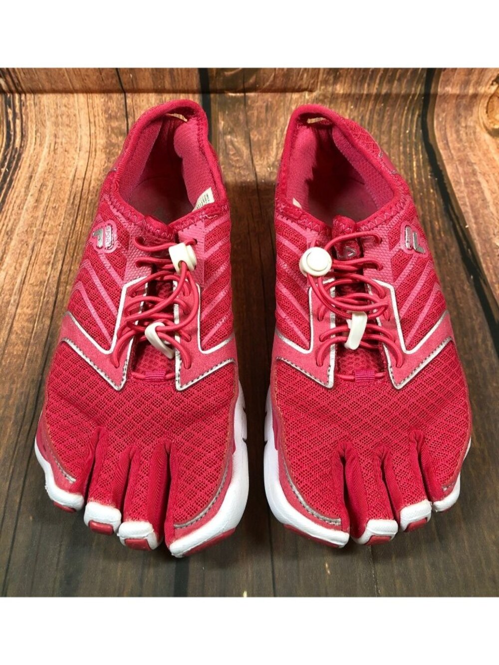 Fila Sport Womens 6.5 Skele-Toes Leap Pink Lace Up Running Shoes